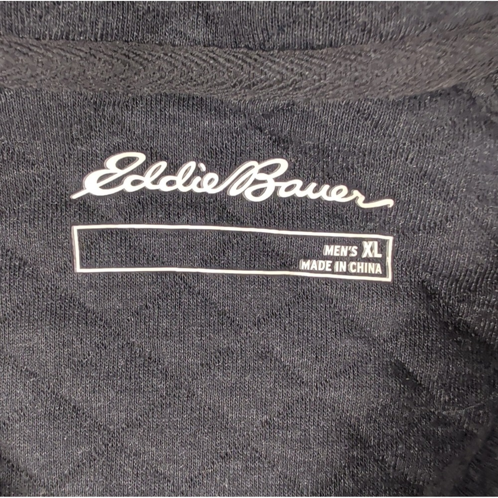 EDDIE BAUER Pullover 1/4 Snap Mock Quilted Black Sz XL Sweater Midweight EUC - Picture 4 of 8